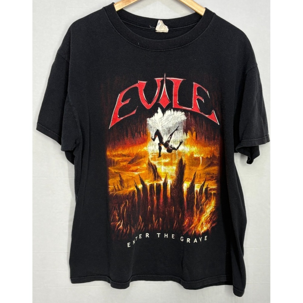 Evile Enter The Grave T-Shirt Mens Black‎ Preshrunk Cotton Band XL Vintage Y2K